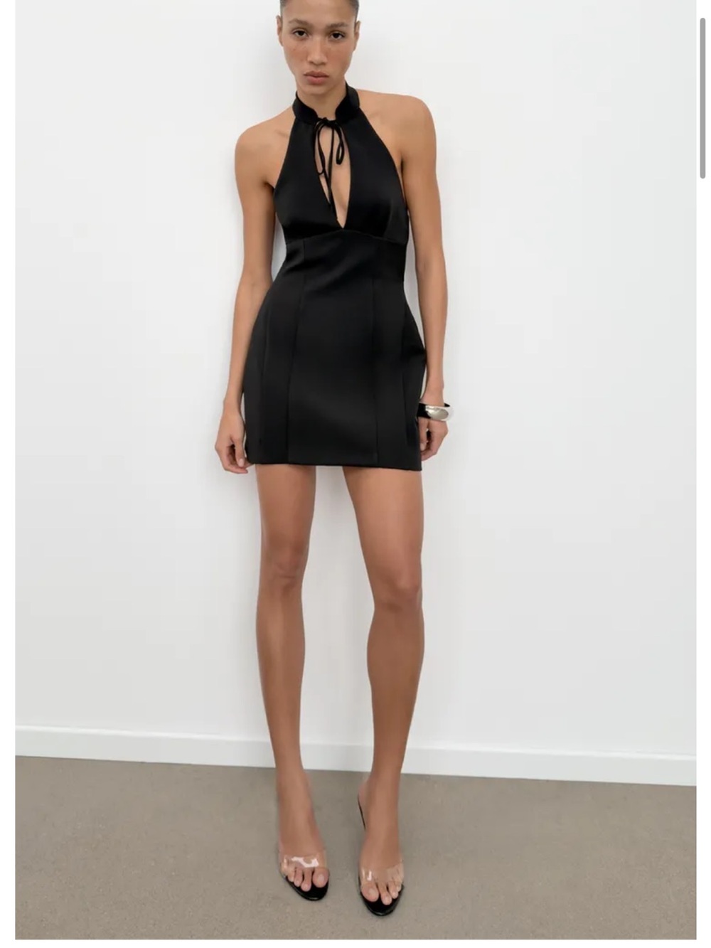 Zara Black Backless Halter Mini Dress
